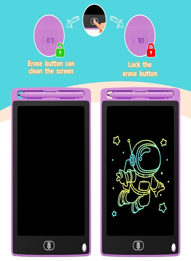 Electight 4-Pack LCD Writing Tablet for Kids 8.5 Inch, Colorful Doodle Board Drawing Pad Set, Erasable Electronic Educational Toys for Girls Boys Ages 3-8, Travel-Friendly with Lock Function & Stylus Pens - Image 5